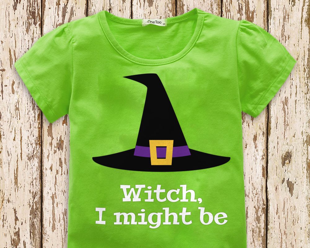 Witch I might be design with witch hat